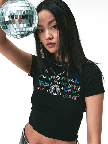 DISCOBALL CROP TSHIRT BLACK