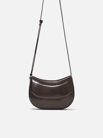 Mini peanut bag Patent van dyke brown