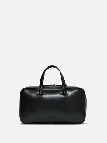 Tin square tote bag Glossy black