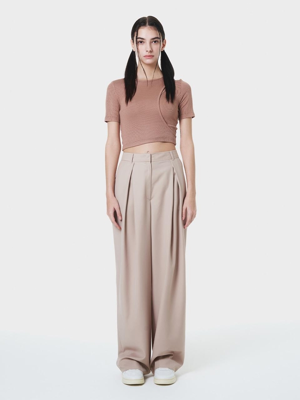 DOUBLE PINTUCK WIDE PANTS BEIGE MBCSPA001BE