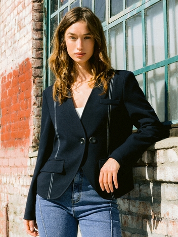 Line No-collar Jacket (2colors)
