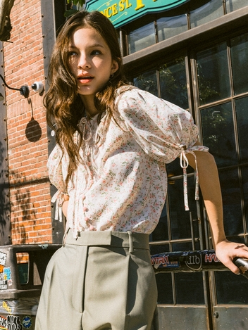 Floral Frill Pink Button Blouse