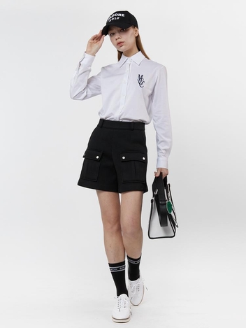 NEOPRENE CARGO POCKET SHORTS 네오프렌 카고 포켓 숏츠BLACK