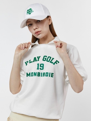 PLAY GOLF COLLAR NECK SWEATS 플레이골프 볼륨 반팔 스웨트셔츠 WHITE