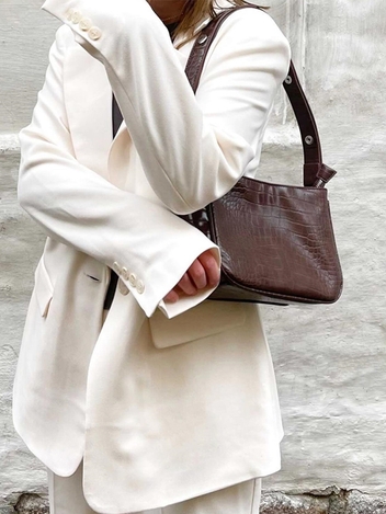 [UNLIMIT]Kerry Dark Brown Croco Print Shoulder Bag
