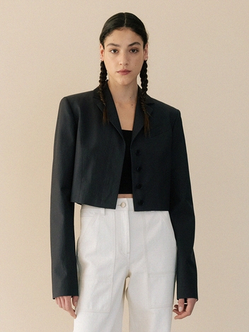 slim-fit cropped blazer (charcoal)