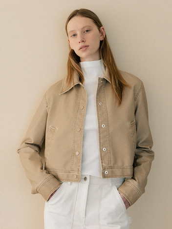 pigment faux leather jacket (beige)