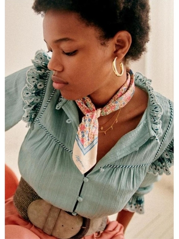 [SEZANE]MERYL SHIRT - SOLIDARITY Water green