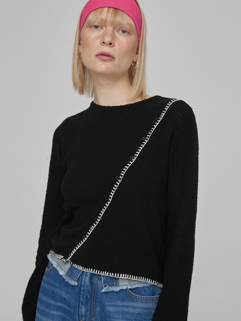DIAGONAL STITCH KNIT - BLACK