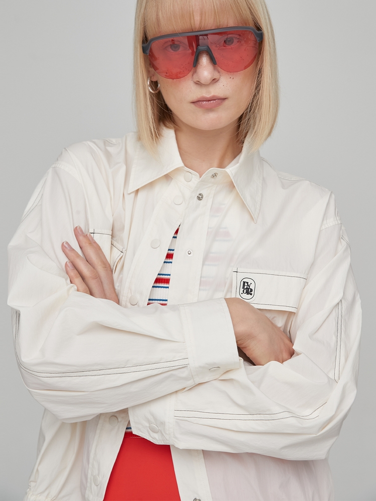 STITCH BLOUSON SHIRT - CREAM