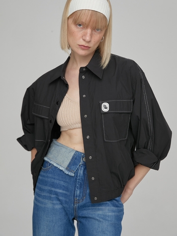 STITCH BLOUSON SHIRT - BLACK