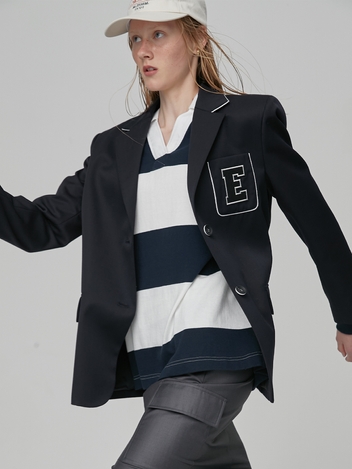LOGO POCKET SINGLE BLAZER - NAVY