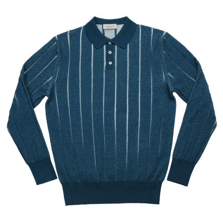 Reverse Combination Polo Knit (Blue)