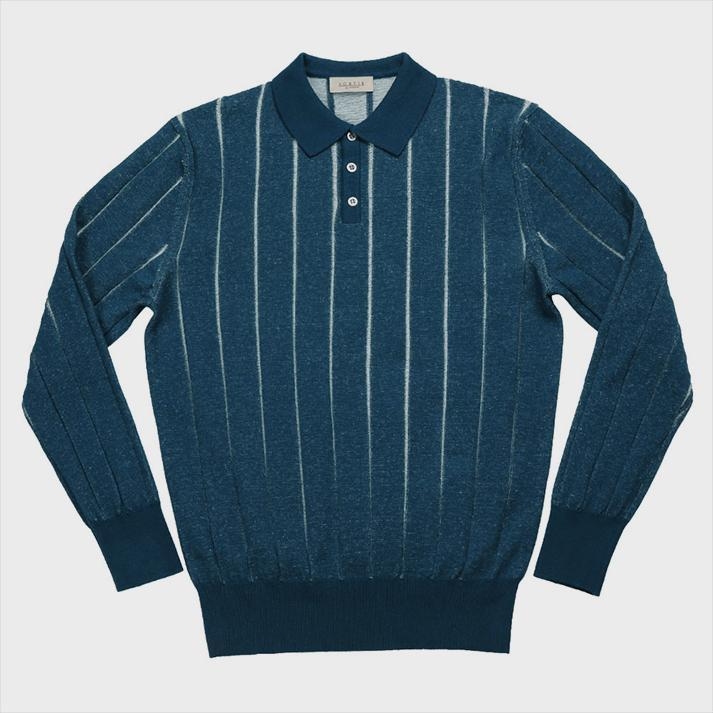 Reverse Combination Polo Knit (Blue)