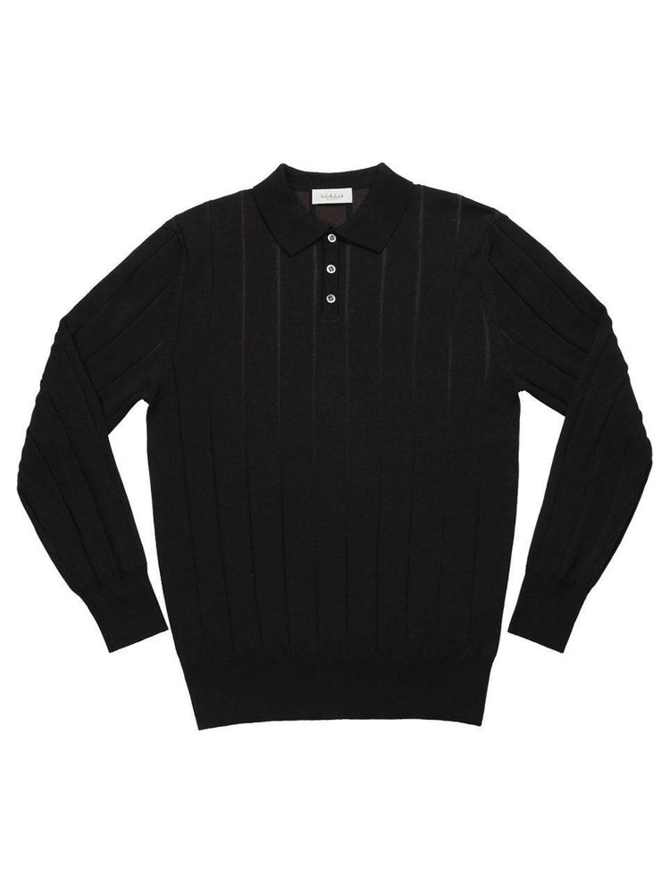 Reverse Combination Polo Knit (Black)