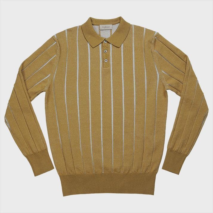 Reverse Combination Polo Knit (Mustard)