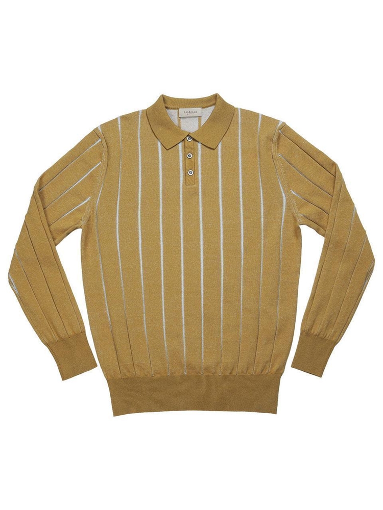 Reverse Combination Polo Knit (Mustard)