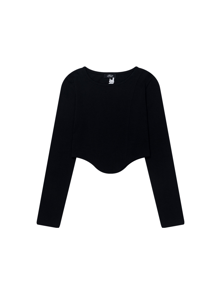 [에스파 닝닝 착용] LINE SLEEVE T-SHIRT_BLACK