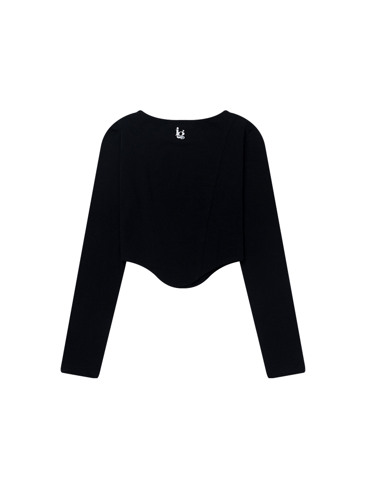 [에스파 닝닝 착용] LINE SLEEVE T-SHIRT_BLACK