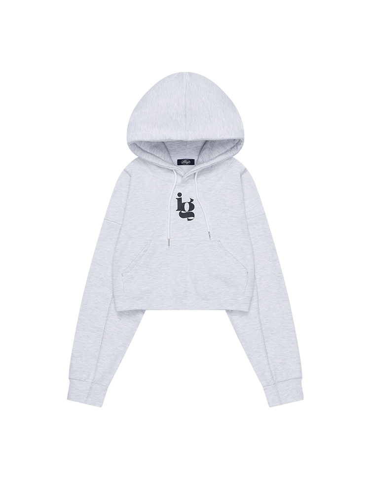 IG CROPPED HOODY_LIGHT GRAY