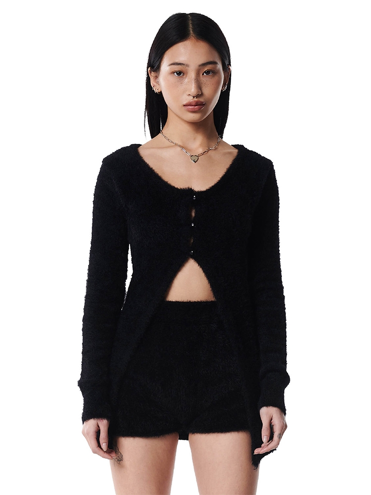 ANGORA LONG CARDIGAN_BLACK