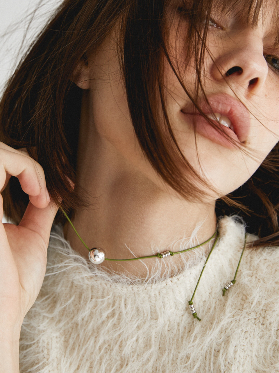 MIDNIGHT MOMENT | pierce ball string necklace - green pierce ball string necklace - green