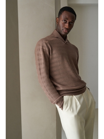 Woolsilk Shawl Collar_Cocoa