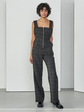 TWEED ZIPPED JUMP SUIT BLACK MTBBSJS00132