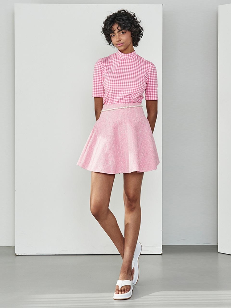 MUHLY TWEED FLARE SKIRT PINK MTBBSSK00243