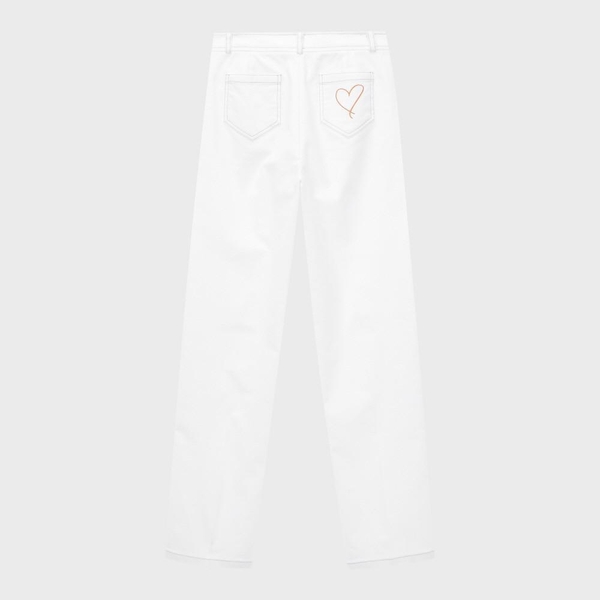 Heart Point Pocket Pants White WBBSPA018WH