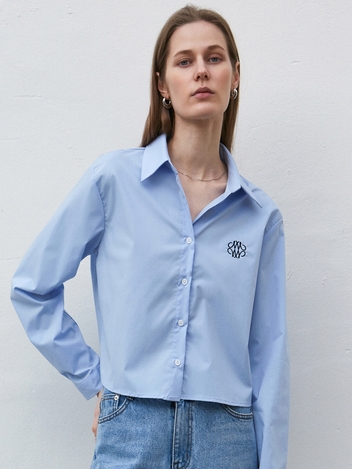 NICOLE MINIMAL SEMI CROP SHIRT_SKY BLUE