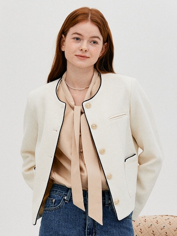 L Hailey Tweed Jacket_Ivory