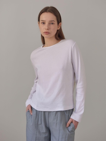 [2차] Round Rib Long Sleeve Top (White)