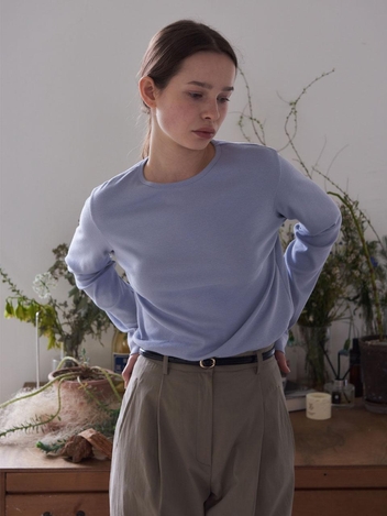 [2차] Round Rib Long Sleeve Top (Ballad Blue)