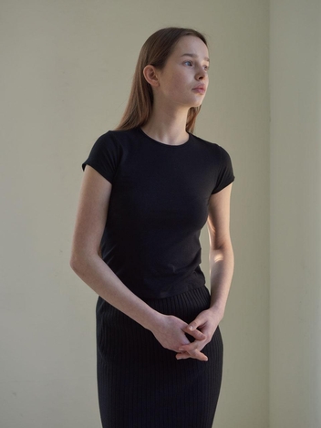 [3차 6/7 예약배송] Cap Sleeve T-Shirts (Black)