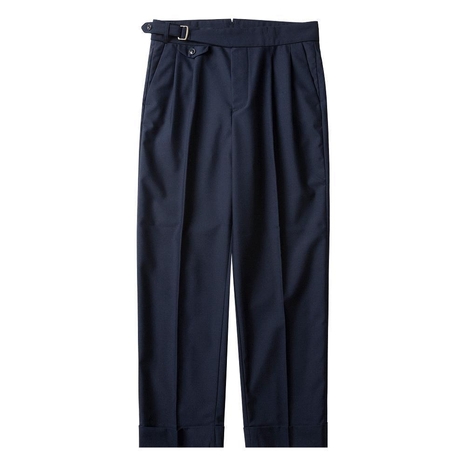 Two Pleats Side Trousers  ( Navy)