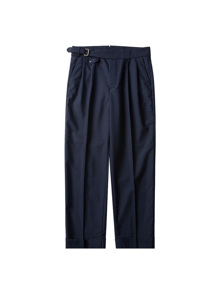 Two Pleats Side Trousers  ( Navy)