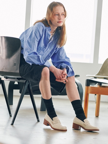 IS_231426 Wood Platform Penny Loafer (Ivory)