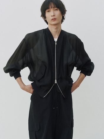 오간자 크롭 보머 자켓 (블랙)