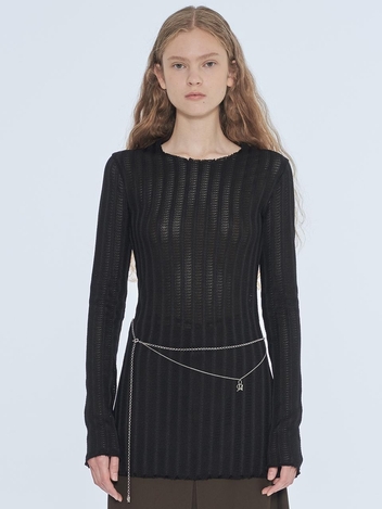 [주말특가]LONG LACE TEE_BLACK