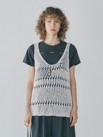 [주말특가]NETTING LONG SLEEVELESS_WHITE