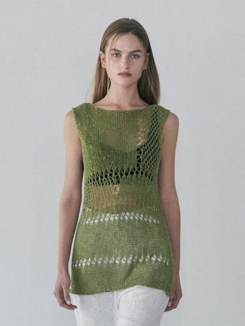 [주말특가]NETTING LONG SLEEVELESS_GREEN