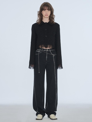 [주말특가]SILVER FOIL DENIM PANTS_BLACK