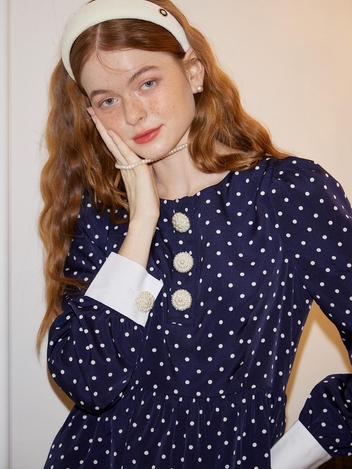 Pearl Button Dot Dress