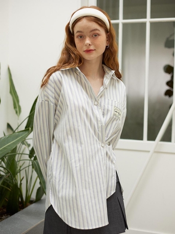 Stripe Wrap Shirt_ Navy