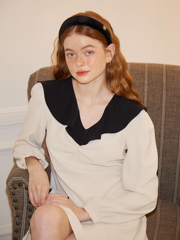 Ruffle Collar Mini Dress_ Ivory