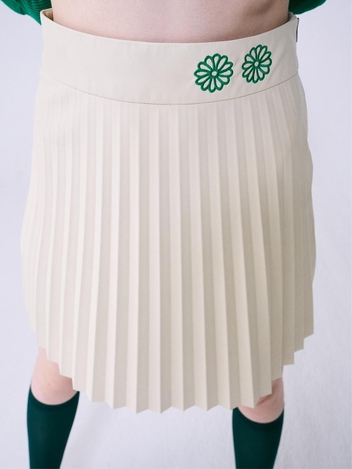 [위즈특가]FAUX LEATHER ACCORDIAN PLEATS SKIRT_IVORY