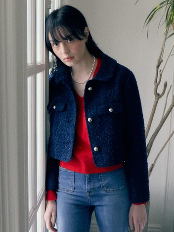 Round Collar Crop Tweed Jacket VC2312JK006M