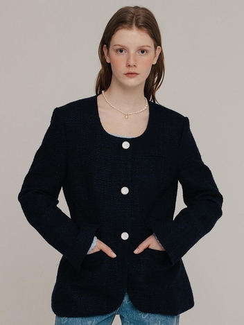U-Neck Single Tweed Jacket VC2312JK004M