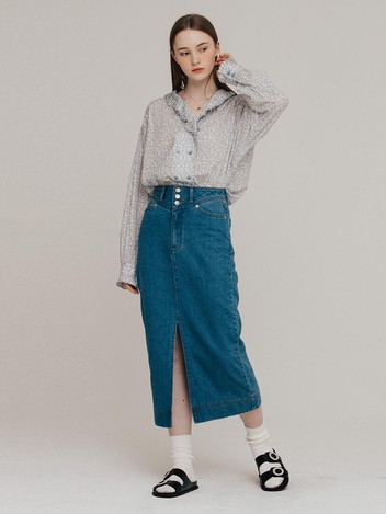 Front Slit 3-Button Denim Skirt VC2312SK003M